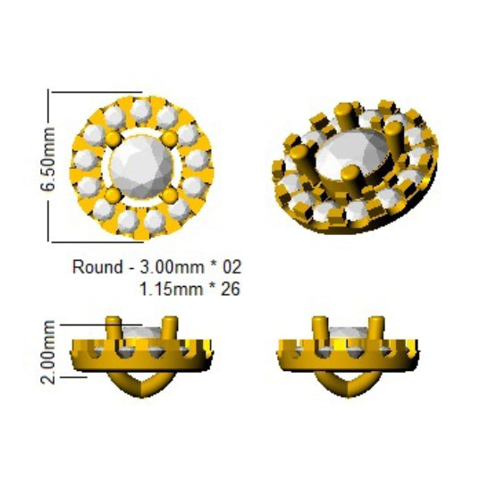 Polly Halo Gold Diamond Earrings in 10K/14K gold and platinum with certified lab-grown or natural diamonds