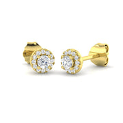 Polly Halo Gold Diamond Earrings in 10K/14K gold and platinum with certified lab-grown or natural diamonds