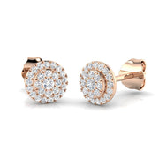 Round Diamond Cluster Stud Earrings in 10K/14K gold and platinum with certified lab-grown or natural diamonds