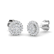 Round Diamond Cluster Stud Earrings in 10K/14K gold and platinum with certified lab-grown or natural diamonds