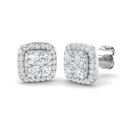 Halo Cluster Diamond Stud Earrings in 10K/14K gold and platinum with certified lab-grown or natural diamonds