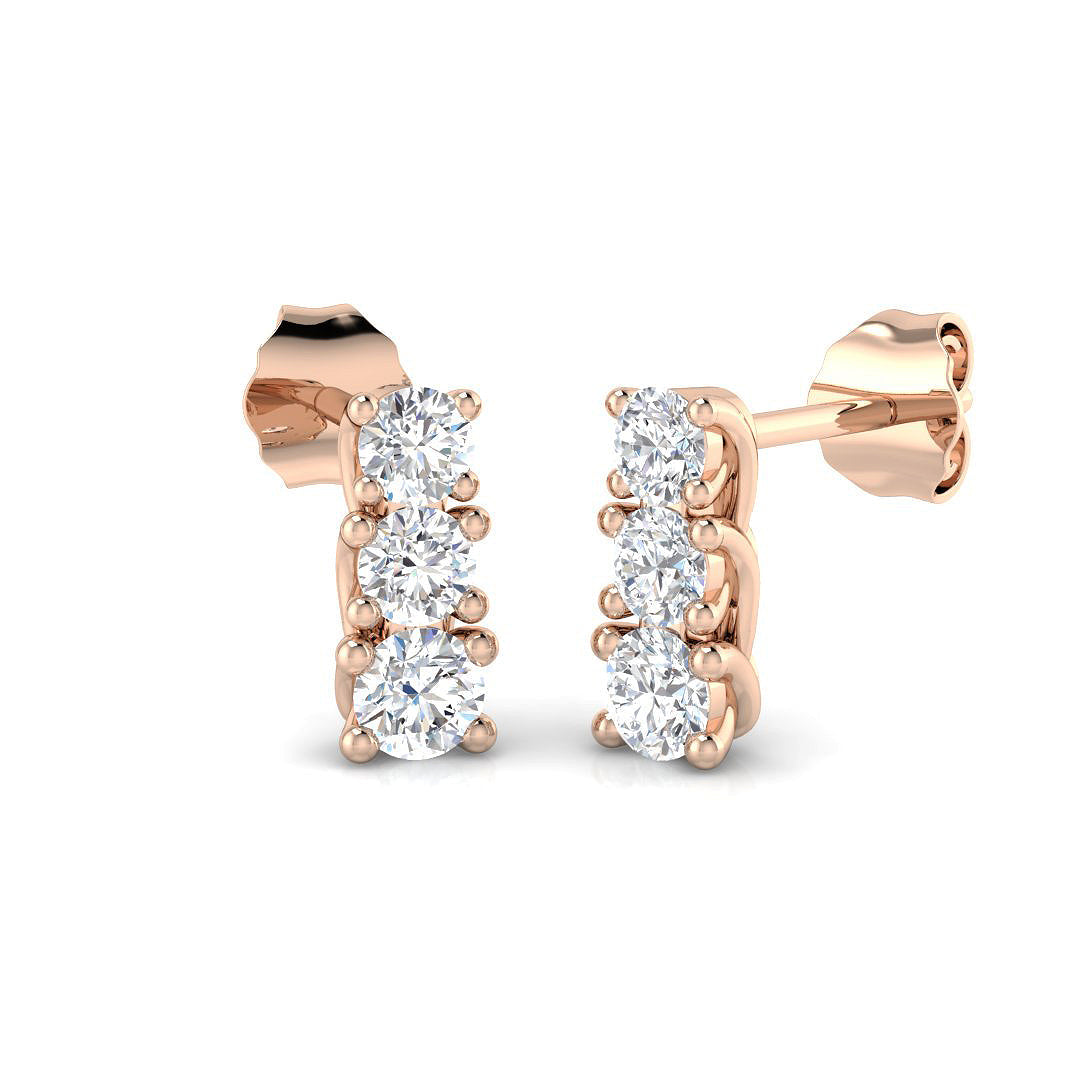 Elegant Dalsy Gold Drop & Trilogy Diamond Earrings - 0.5ct to 1ct in 10K/14K gold and platinum with certified lab-grown or natural diamonds