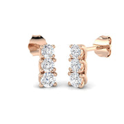 Elegant Dalsy Gold Drop & Trilogy Diamond Earrings - 0.5ct to 1ct in 10K/14K gold and platinum with certified lab-grown or natural diamonds