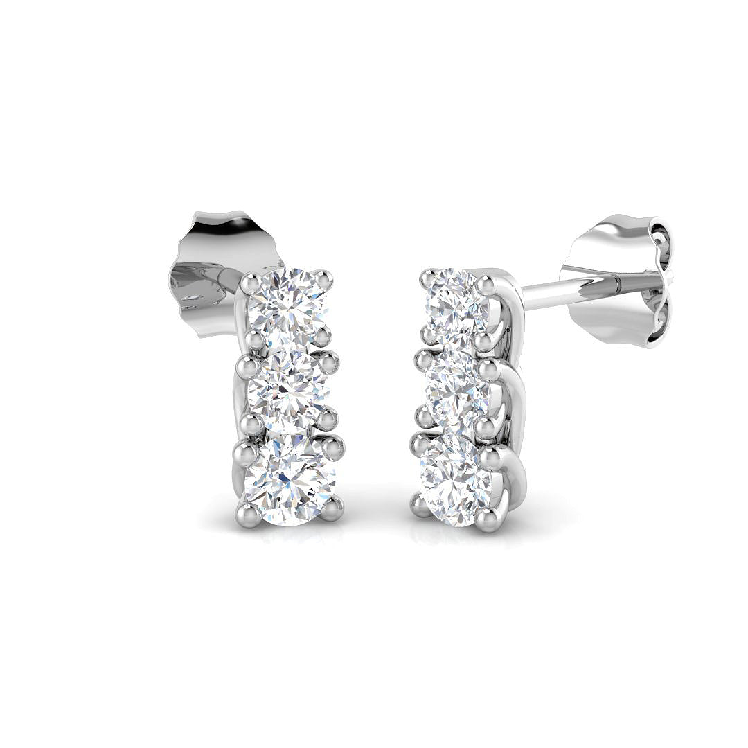Elegant Dalsy Gold Drop & Trilogy Diamond Earrings - 0.5ct to 1ct in 10K/14K gold and platinum with certified lab-grown or natural diamonds