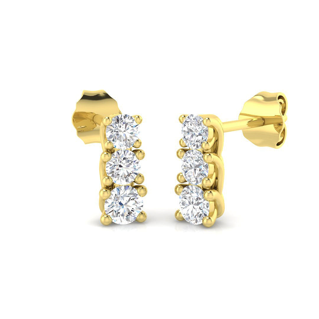 Elegant Dalsy Gold Drop & Trilogy Diamond Earrings - 0.5ct to 1ct in 10K/14K gold and platinum with certified lab-grown or natural diamonds