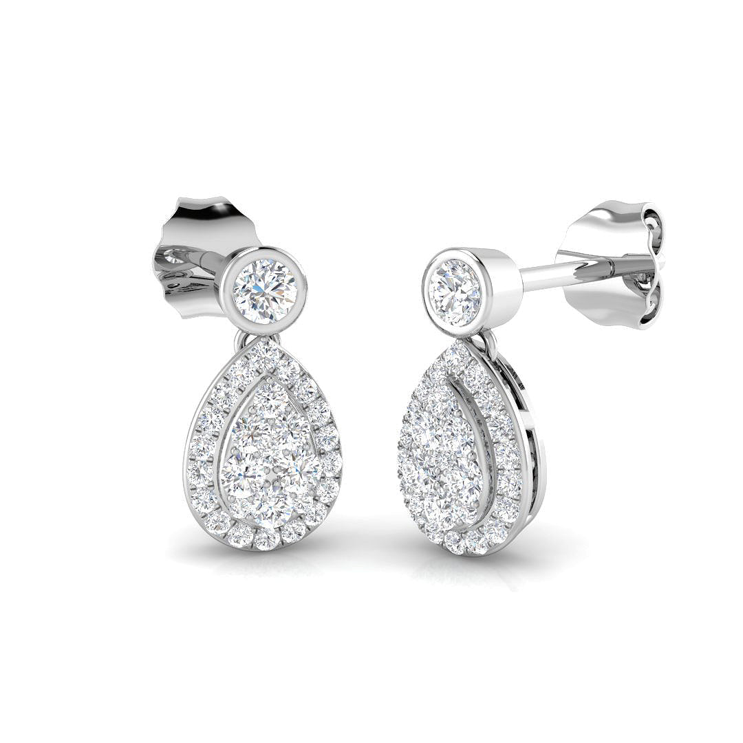 Dausy Elegant Gold Drop & Trilogy Diamond Earrings 0.33ct to 1ct in 10K/14K gold and platinum with certified lab-grown or natural diamonds