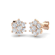 Lab-Grown 0.5ct Halo Cluster Diamond Stud Earrings in 10K/14K gold and platinum with certified lab-grown or natural diamonds