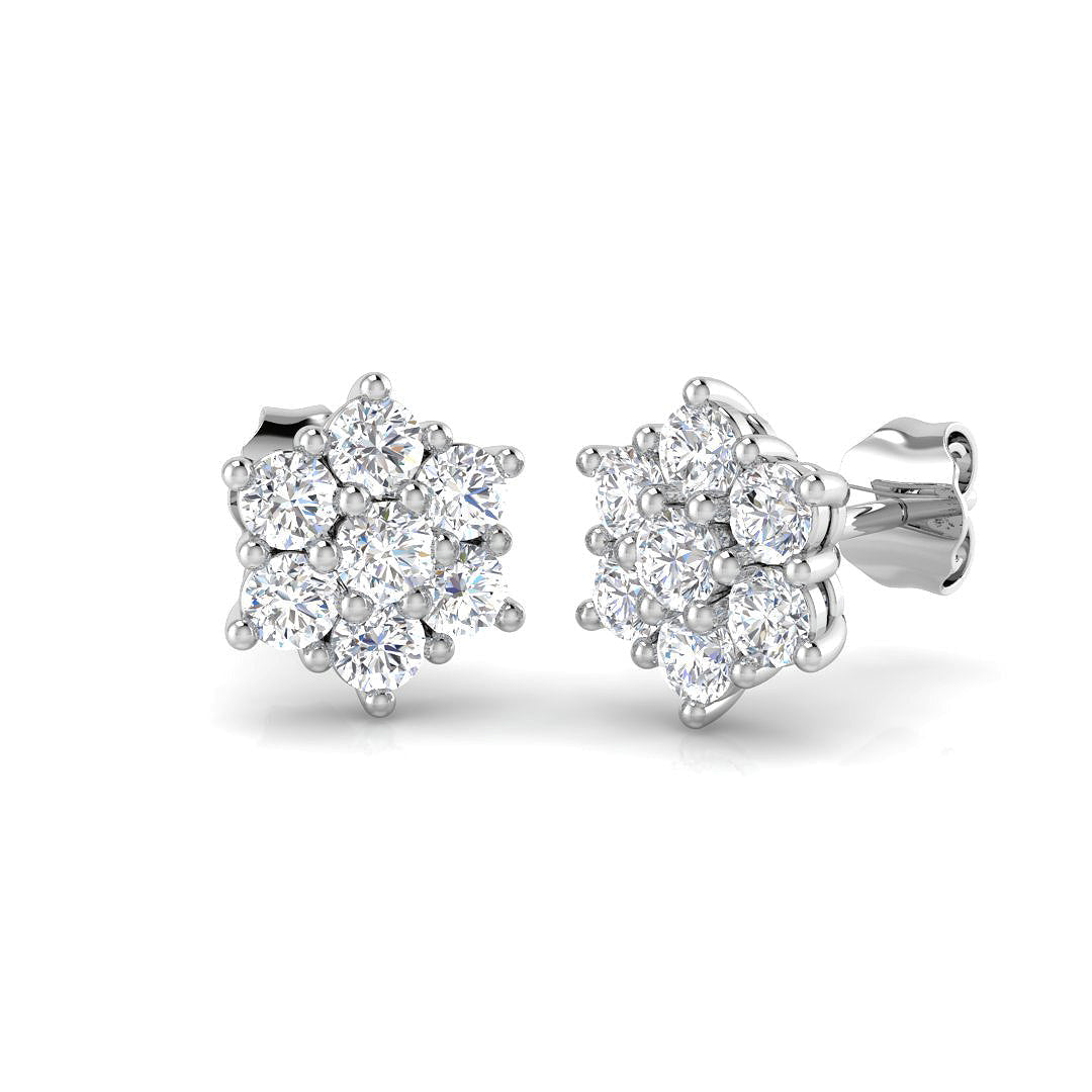 Lab-Grown 0.5ct Halo Cluster Diamond Stud Earrings in 10K/14K gold and platinum with certified lab-grown or natural diamonds