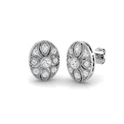 Vintage Art Deco Oval Diamond Stud Earrings - 0.33ct in 10K/14K gold and platinum with certified lab-grown or natural diamonds
