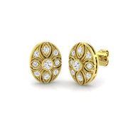 Vintage Art Deco Oval Diamond Stud Earrings - 0.33ct in 10K/14K gold and platinum with certified lab-grown or natural diamonds