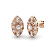 Vintage Marquise Diamond Stud Earrings - 0.33ct Art Deco Design in 10K/14K gold and platinum with certified lab-grown or natural diamonds