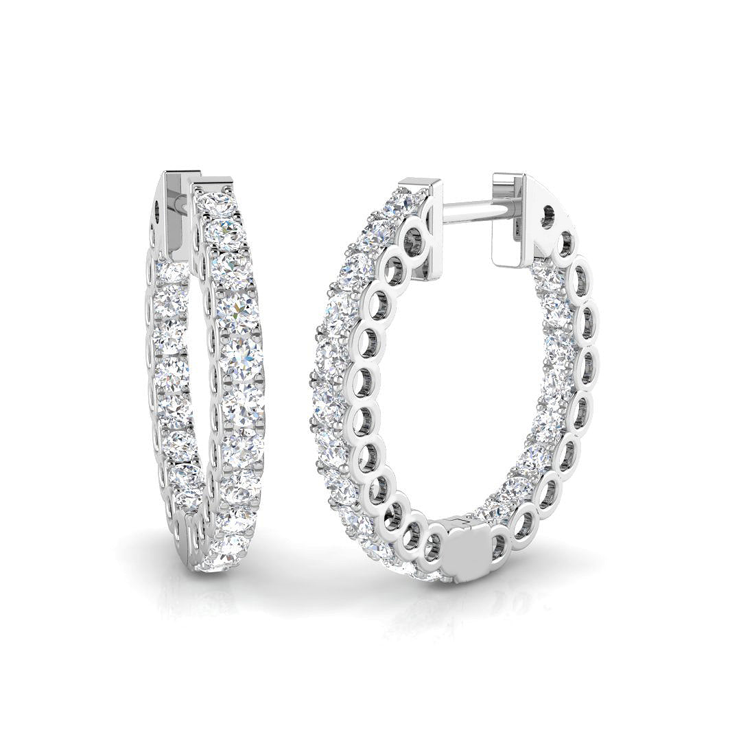 1 Ct to 2 Ct Diamond Hoop Earrings in 10K/14K gold and platinum with certified lab-grown or natural diamonds