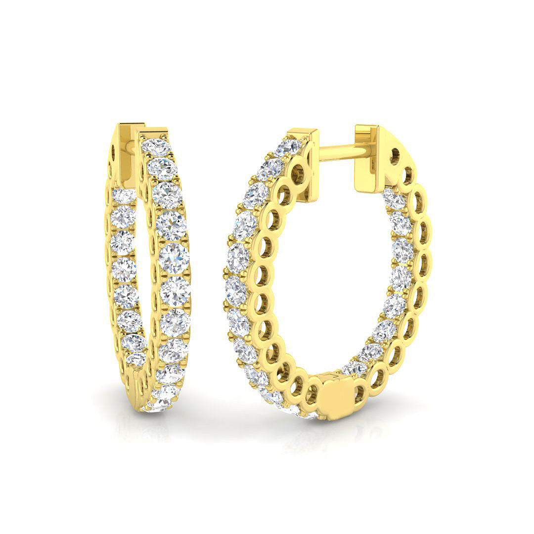 1 Ct to 2 Ct Diamond Hoop Earrings in 10K/14K gold and platinum with certified lab-grown or natural diamonds
