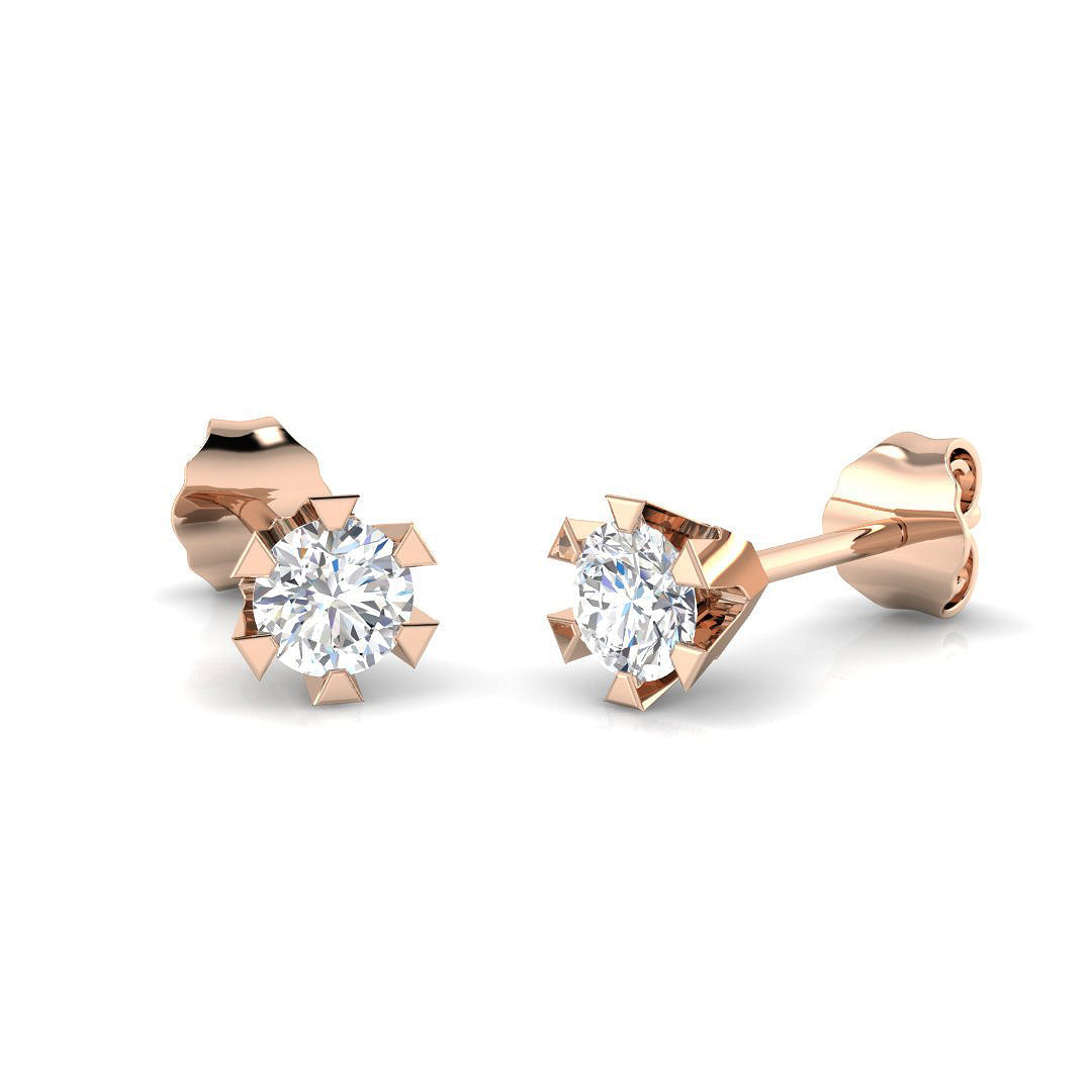 Stud Earrings with Lab Grown Round Cut Diamond - 2.00ct in 10K/14K gold and platinum with certified lab-grown or natural diamonds