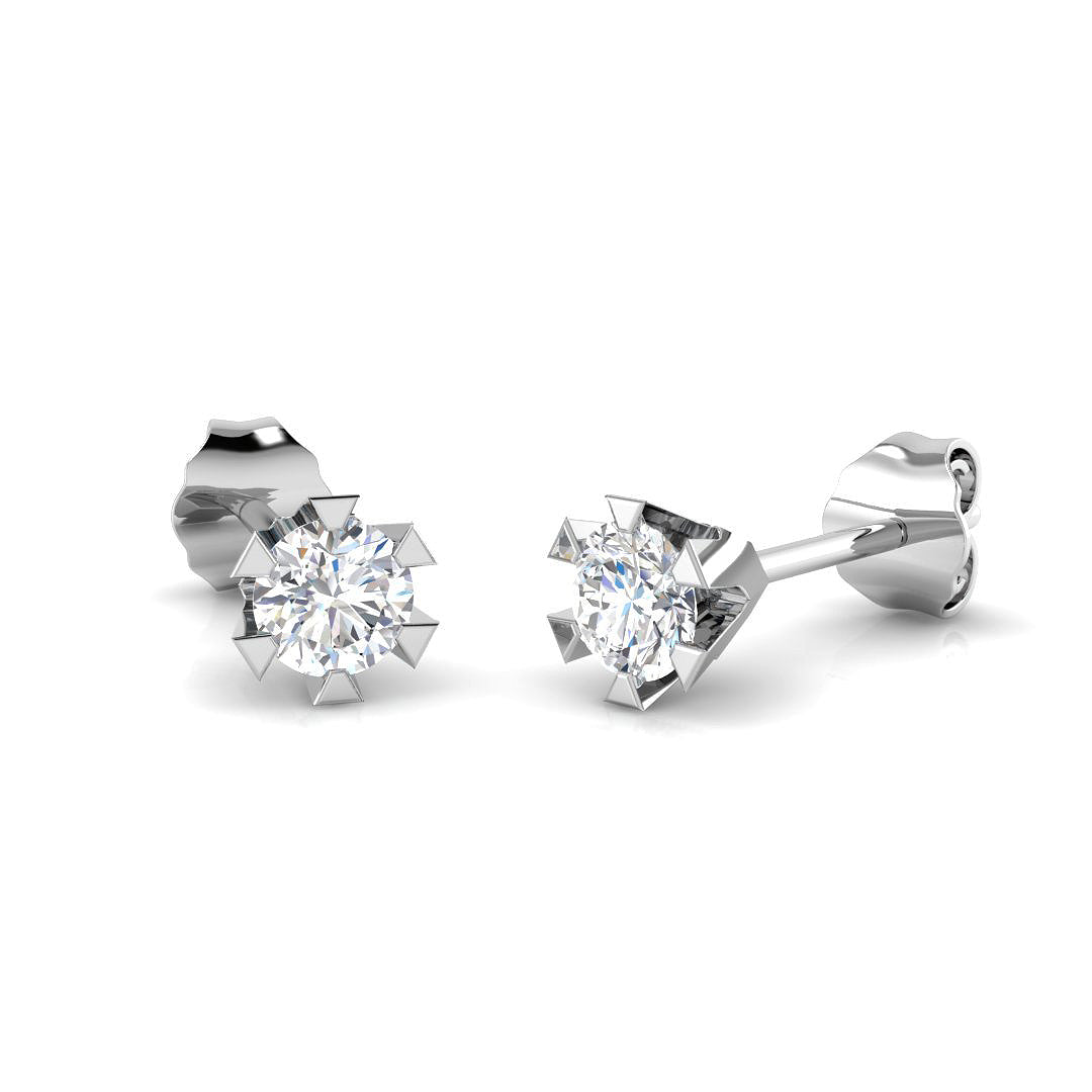 Stud Earrings with Lab Grown Round Cut Diamond - 2.00ct in 10K/14K gold and platinum with certified lab-grown or natural diamonds