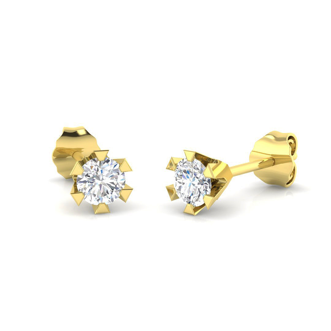 Stud Earrings with Lab Grown Round Cut Diamond - 2.00ct in 10K/14K gold and platinum with certified lab-grown or natural diamonds