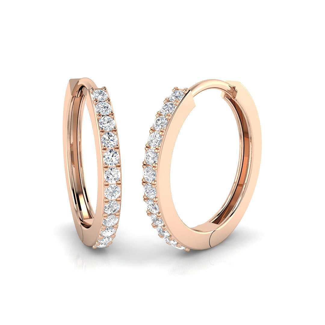 0.2 Ct Round Diamond Hoop Earrings in 10K/14K gold and platinum with certified lab-grown or natural diamonds