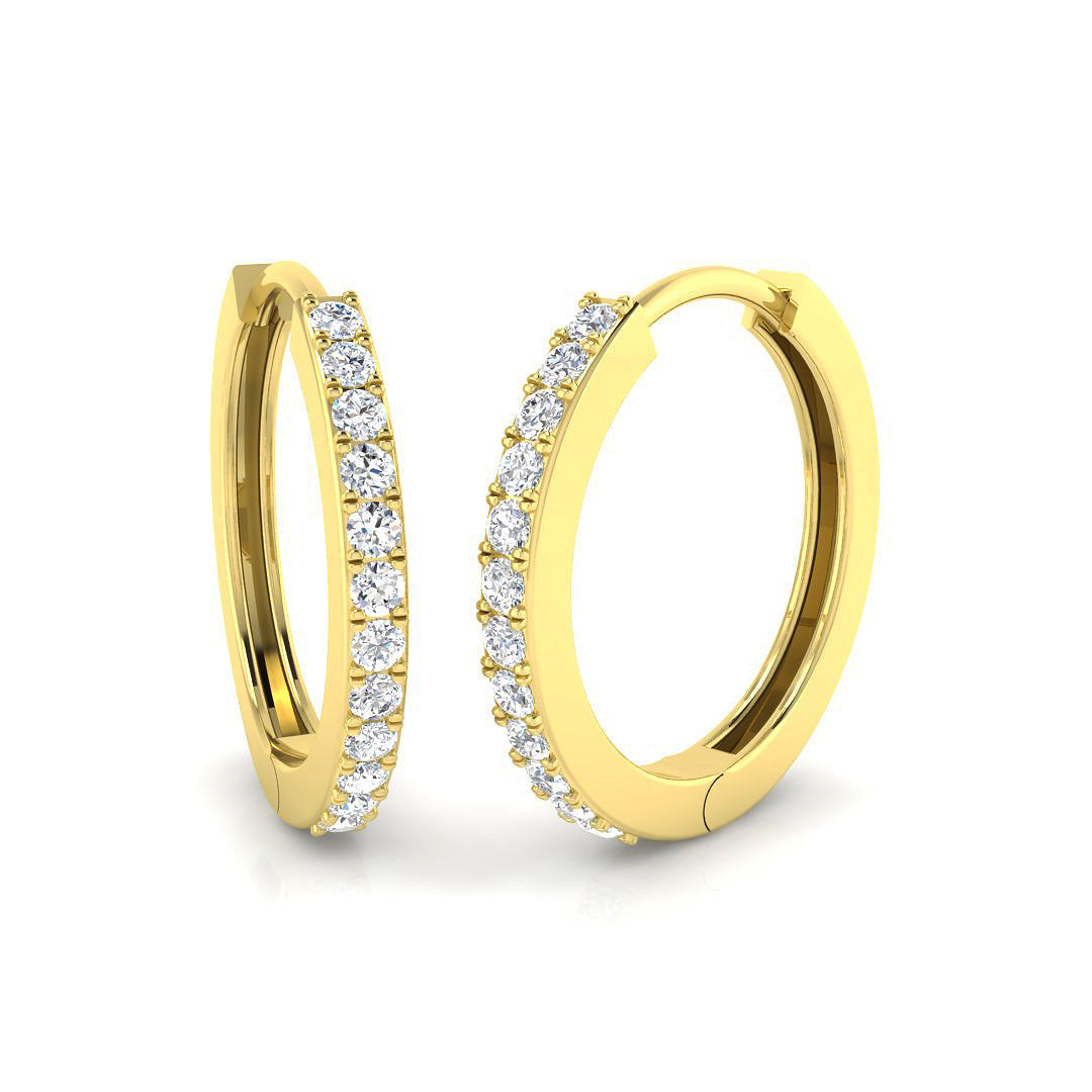 0.2 Ct Round Diamond Hoop Earrings in 10K/14K gold and platinum with certified lab-grown or natural diamonds