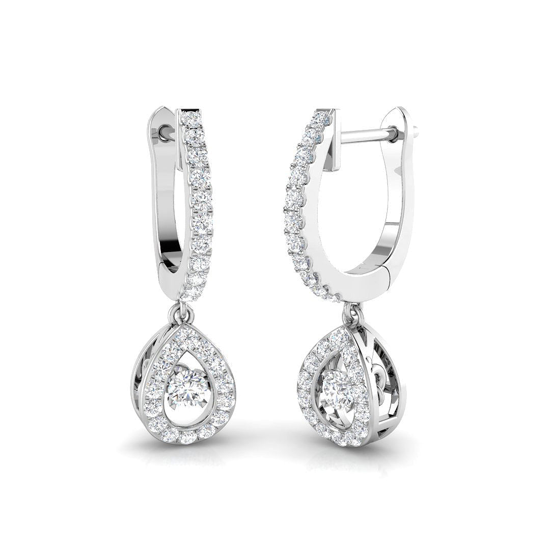 Rowdy Luxury Gold Drop & Trilogy Diamond Earrings 0.5ct in 10K/14K gold and platinum with certified lab-grown or natural diamonds