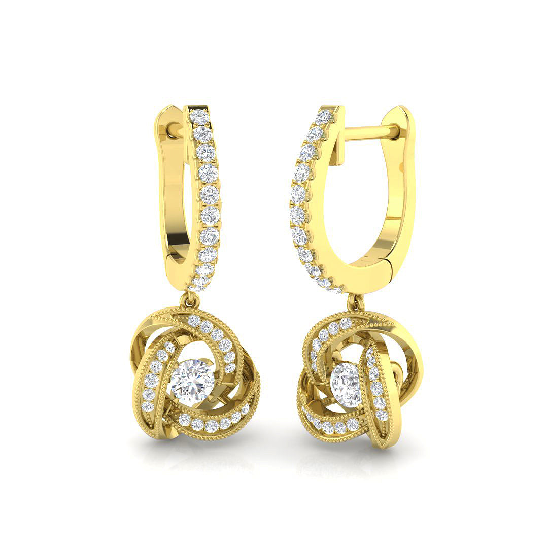 Rubby Gold Drop & Trilogy Diamond Earrings - Luxury 0.33ct Jewelry in 10K/14K gold and platinum with certified lab-grown or natural diamonds