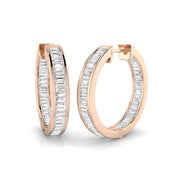 1.25 Ct Baguette Diamond Hoop Earrings in 10K/14K gold and platinum with certified lab-grown or natural diamonds