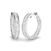 1.25 Ct Baguette Diamond Hoop Earrings in 10K/14K gold and platinum with certified lab-grown or natural diamonds