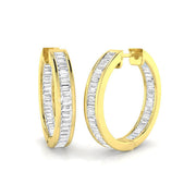 1.25 Ct Baguette Diamond Hoop Earrings in 10K/14K gold and platinum with certified lab-grown or natural diamonds