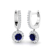 1 Ct Blue Sapphire Diamond Hoop Earrings in 10K/14K gold and platinum with certified lab-grown or natural diamonds