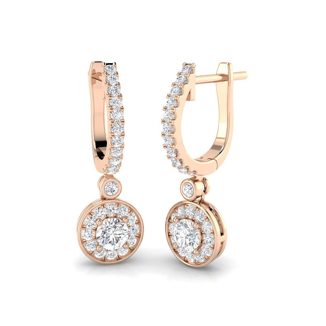 Rusty Gold Diamond Drop & Trilogy Earrings - 1ct Luxury Jewelry in 10K/14K gold and platinum with certified lab-grown or natural diamonds