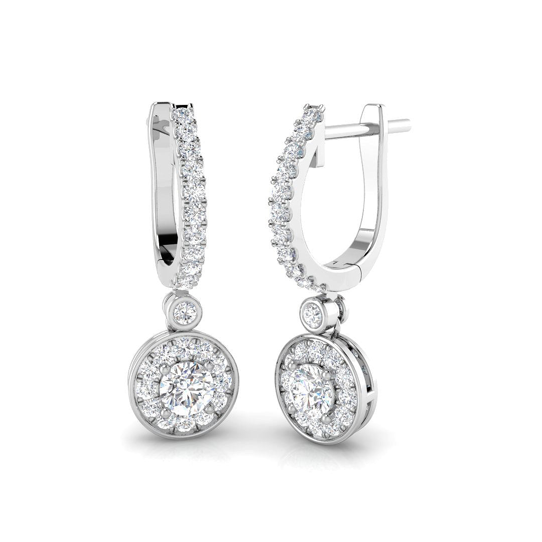 Rusty Gold Diamond Drop & Trilogy Earrings - 1ct Luxury Jewelry in 10K/14K gold and platinum with certified lab-grown or natural diamonds
