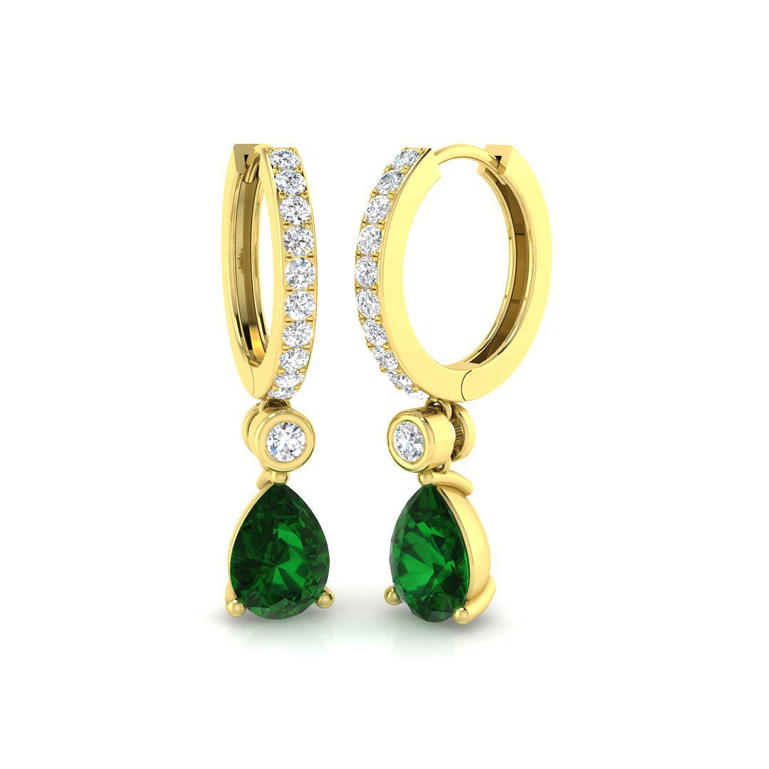 Luxury 1.5 Ct Emerald Diamond Hoop Earrings in 10K/14K gold and platinum with certified lab-grown or natural diamonds