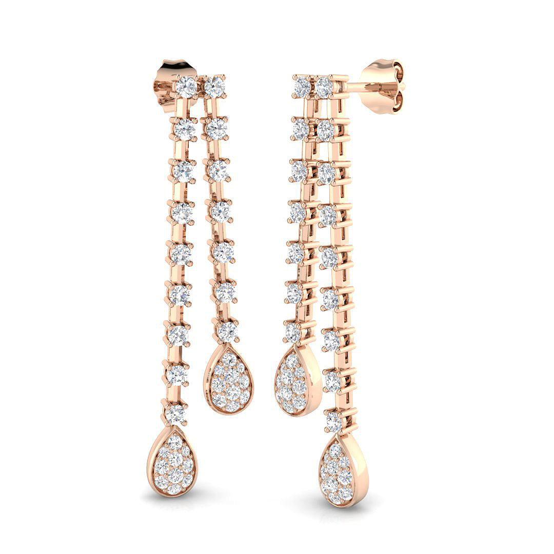 Dainty Gold Diamond Drop & Trilogy Earrings - 1ct Luxury Jewelry in 10K/14K gold and platinum with certified lab-grown or natural diamonds