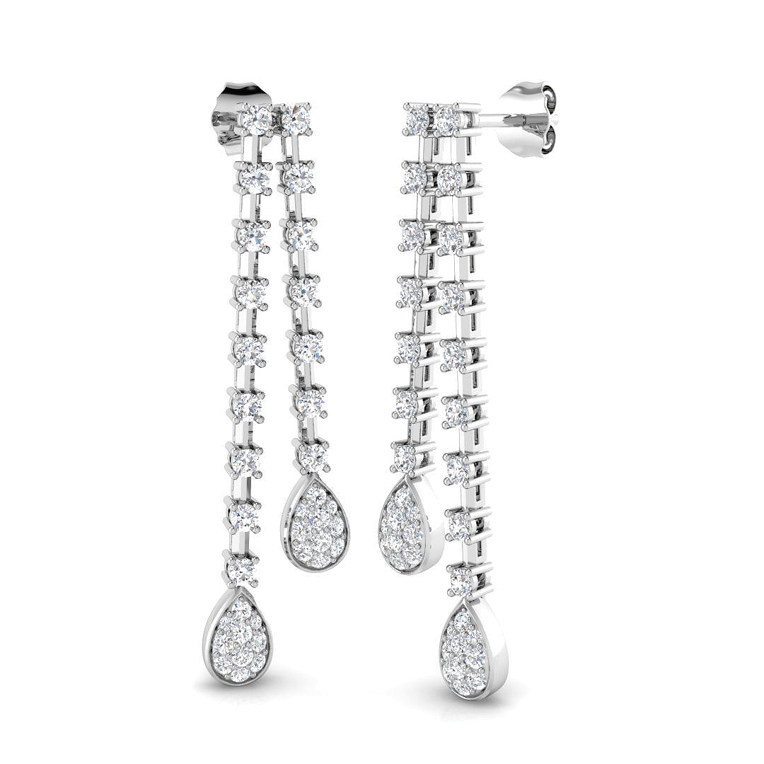 Dainty Gold Diamond Drop & Trilogy Earrings - 1ct Luxury Jewelry in 10K/14K gold and platinum with certified lab-grown or natural diamonds