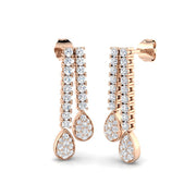 Stunning Curly 1.25ct Gold Drop & Trilogy Diamond Earrings in 10K/14K gold and platinum with certified lab-grown or natural diamonds