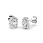Stud Earrings with Oval Diamond Halo Cluster - 0.25ct to 1ct in 10K/14K gold and platinum with certified lab-grown or natural diamonds