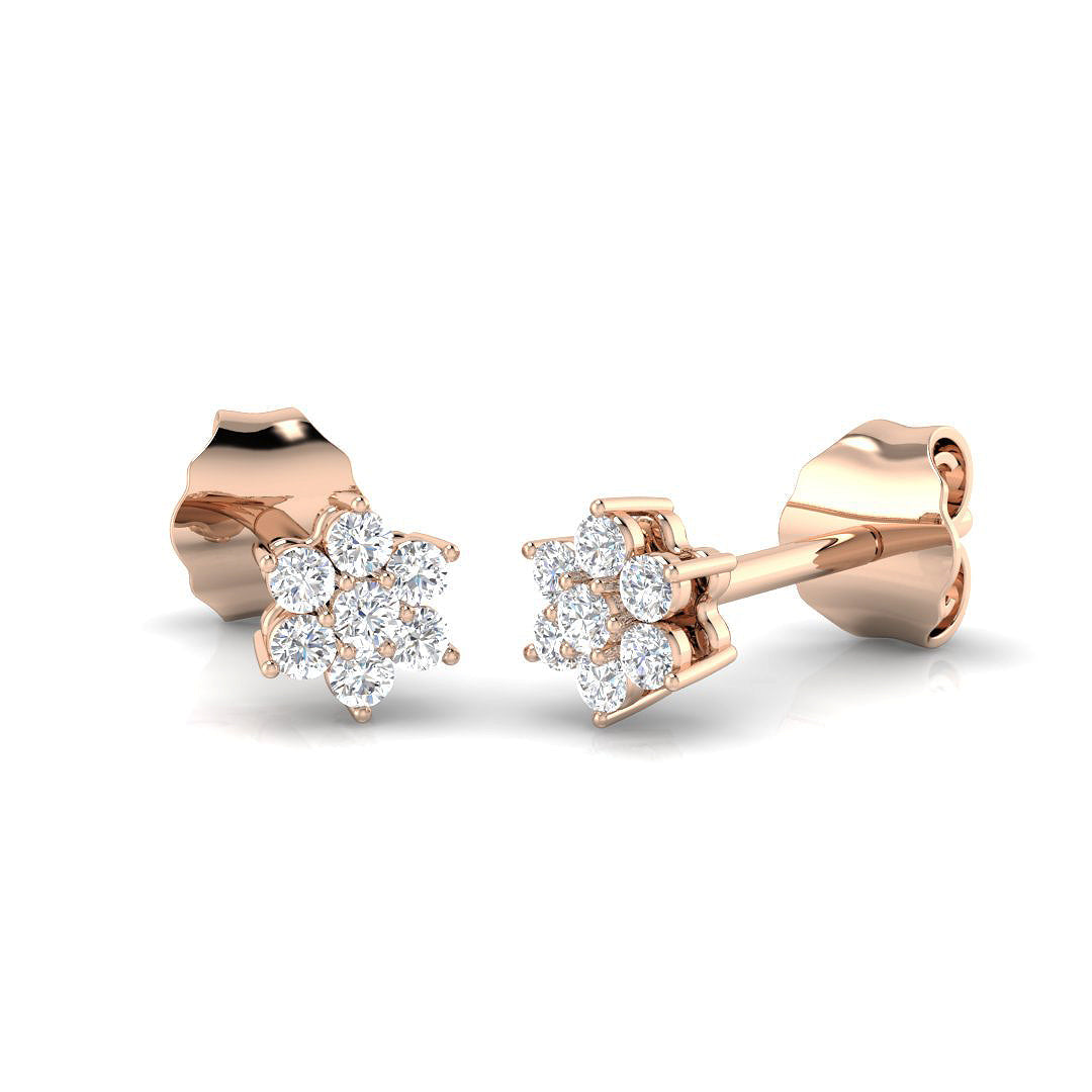 Lab Grown Halo Cluster Stud Earrings in 10K/14K gold and platinum with certified lab-grown or natural diamonds