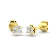 Lab Grown Halo Cluster Stud Earrings in 10K/14K gold and platinum with certified lab-grown or natural diamonds