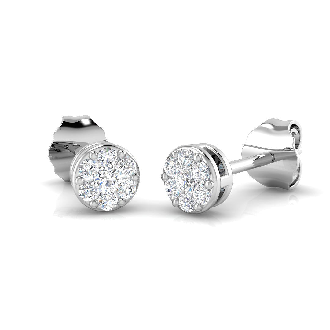 Halo Cluster Stud Earrings in 10K/14K gold and platinum with certified lab-grown or natural diamonds