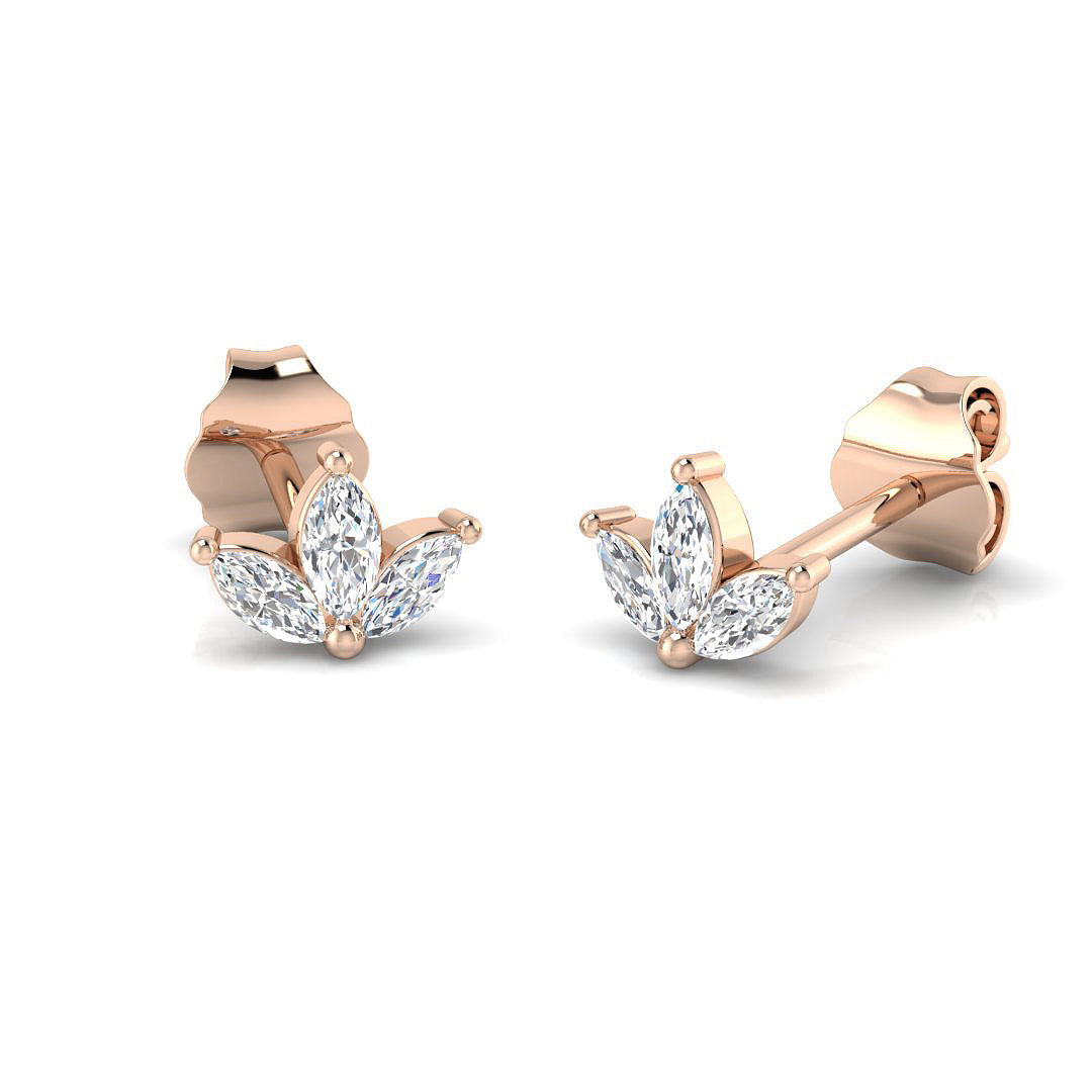 Deely Gold Diamond Earrings - Elegant Shape, 0.2ct to 0.5ct in 10K/14K gold and platinum with certified lab-grown or natural diamonds