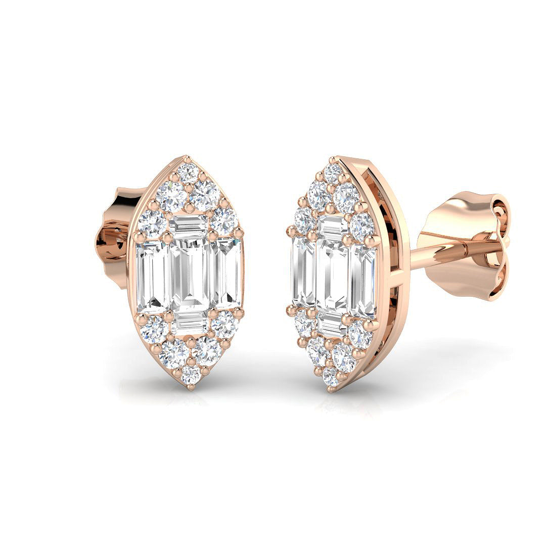 Stud Earrings with Marquise Cluster Diamonds - 0.33ct in 10K/14K gold and platinum with certified lab-grown or natural diamonds