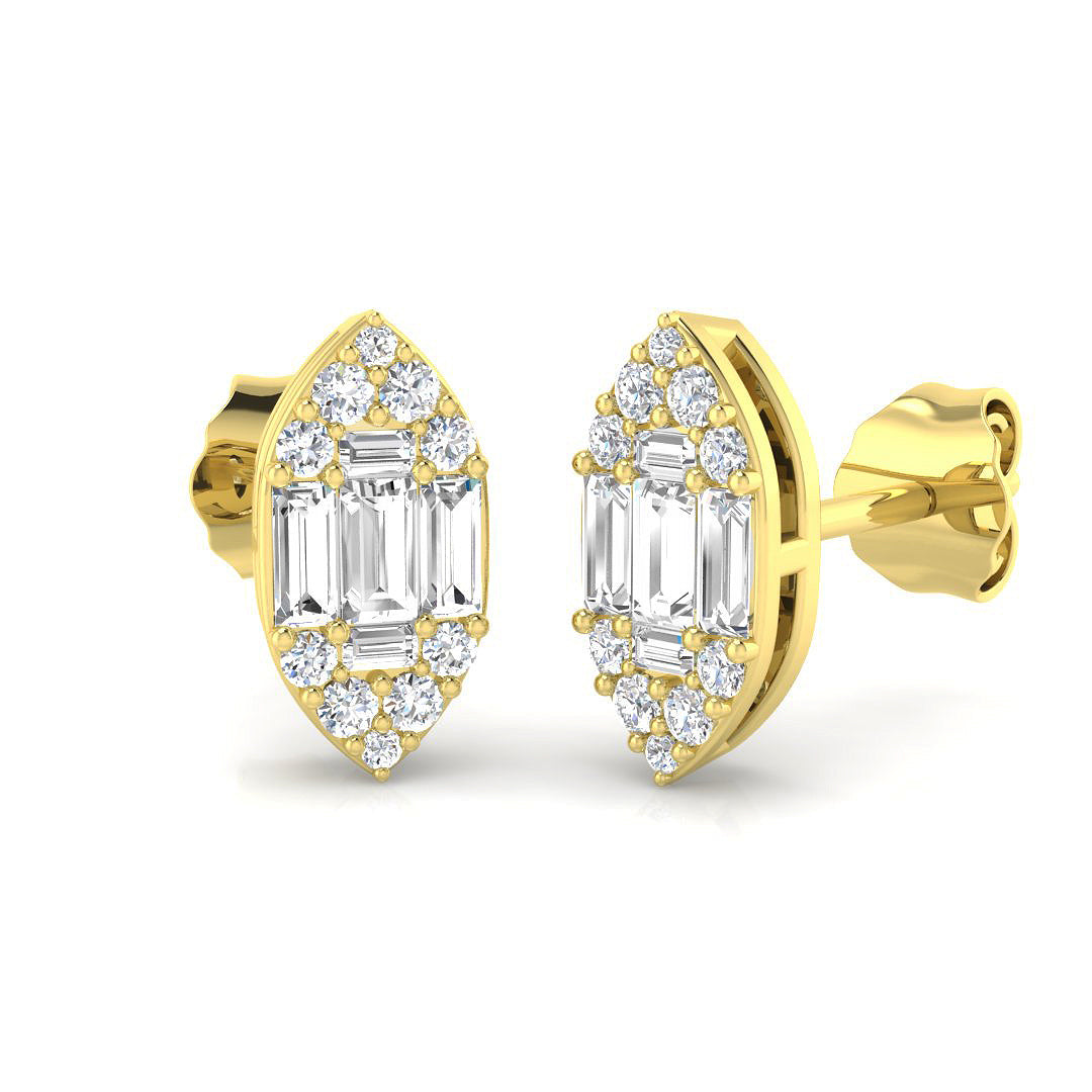 Stud Earrings with Marquise Cluster Diamonds - 0.33ct in 10K/14K gold and platinum with certified lab-grown or natural diamonds