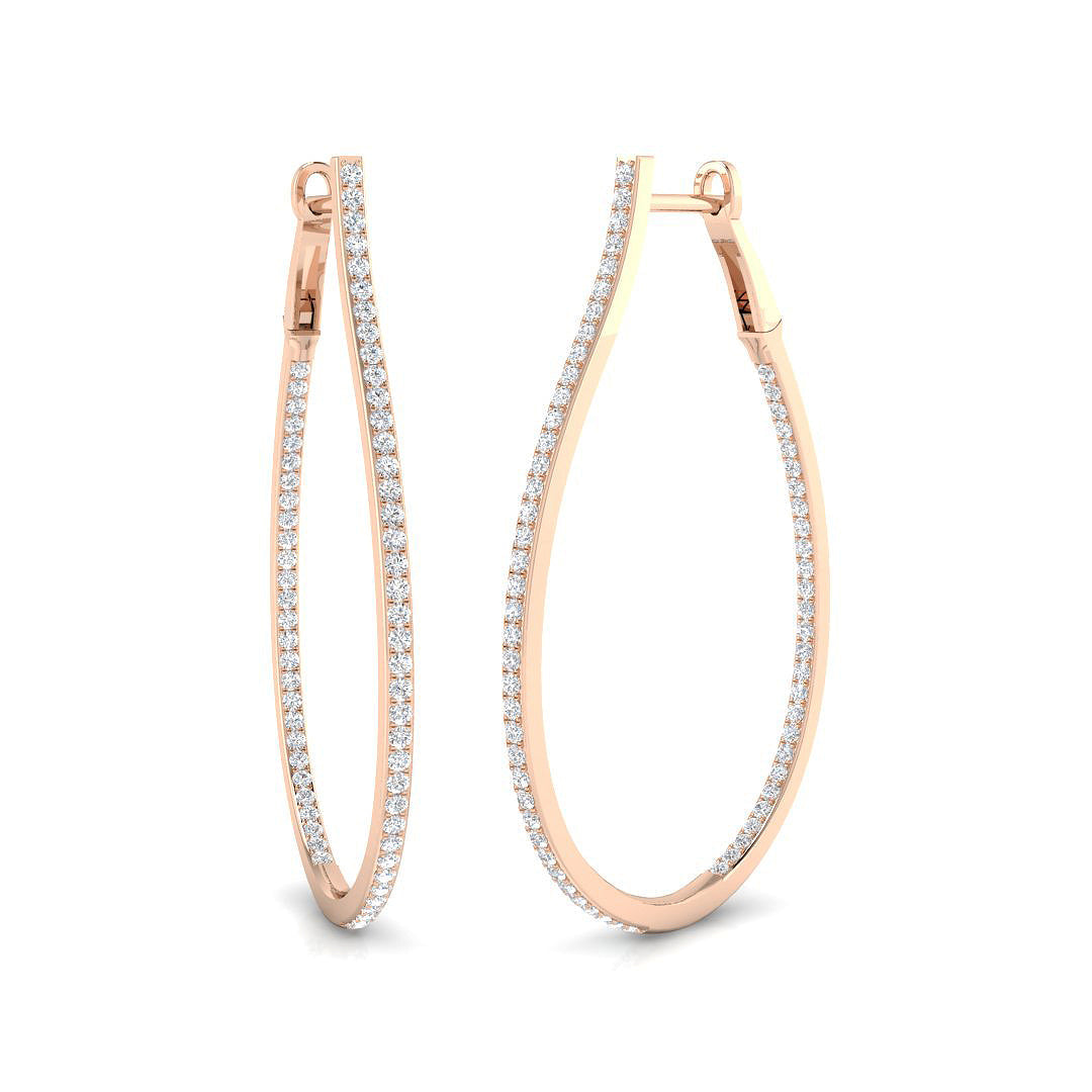0.5 Ct Diamond Hoop Earrings in 10K/14K gold and platinum with certified lab-grown or natural diamonds