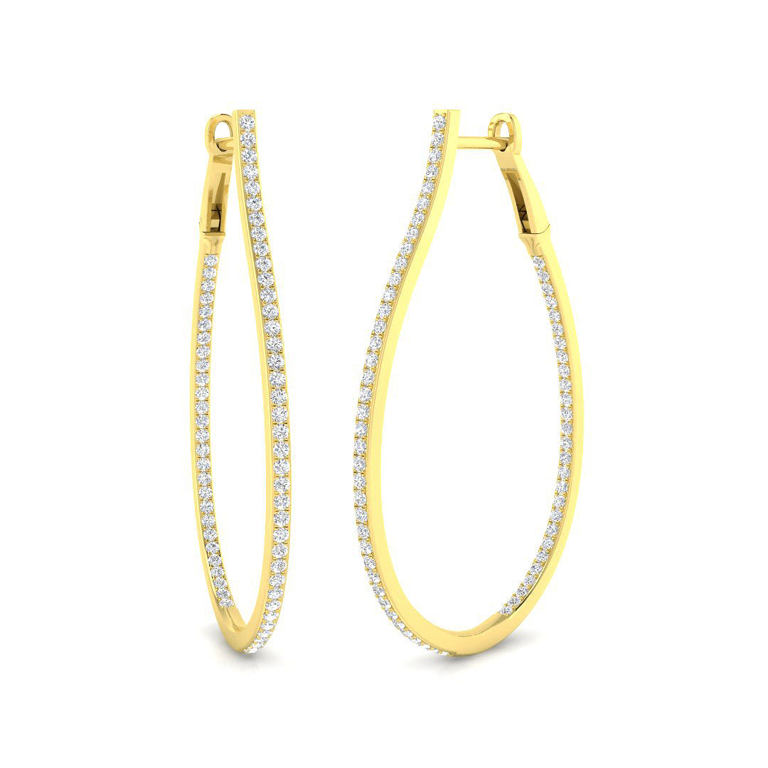 0.5 Ct Diamond Hoop Earrings in 10K/14K gold and platinum with certified lab-grown or natural diamonds