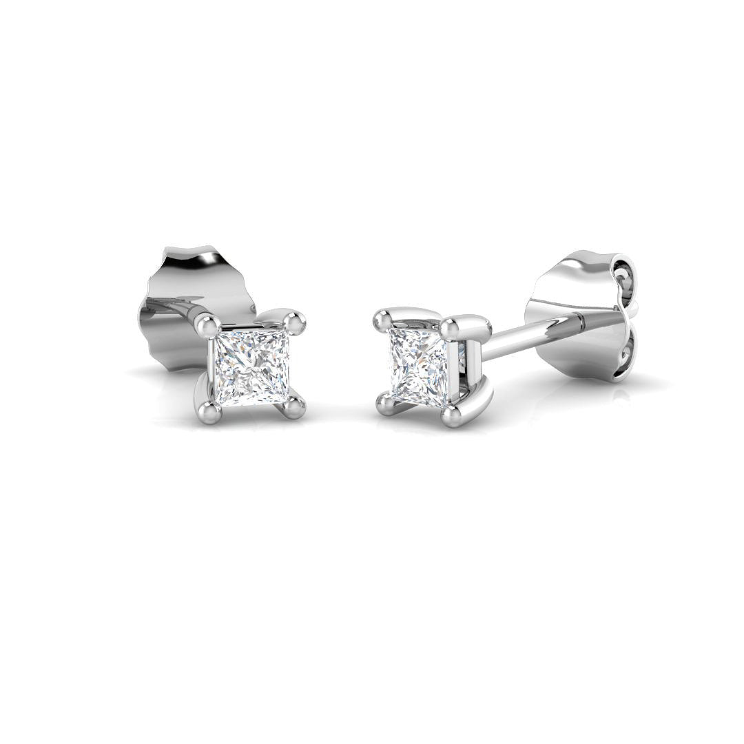 Stud - Lab Grown Princess Cut Diamond Earrings 0.20ct in 10K/14K gold and platinum with certified lab-grown or natural diamonds