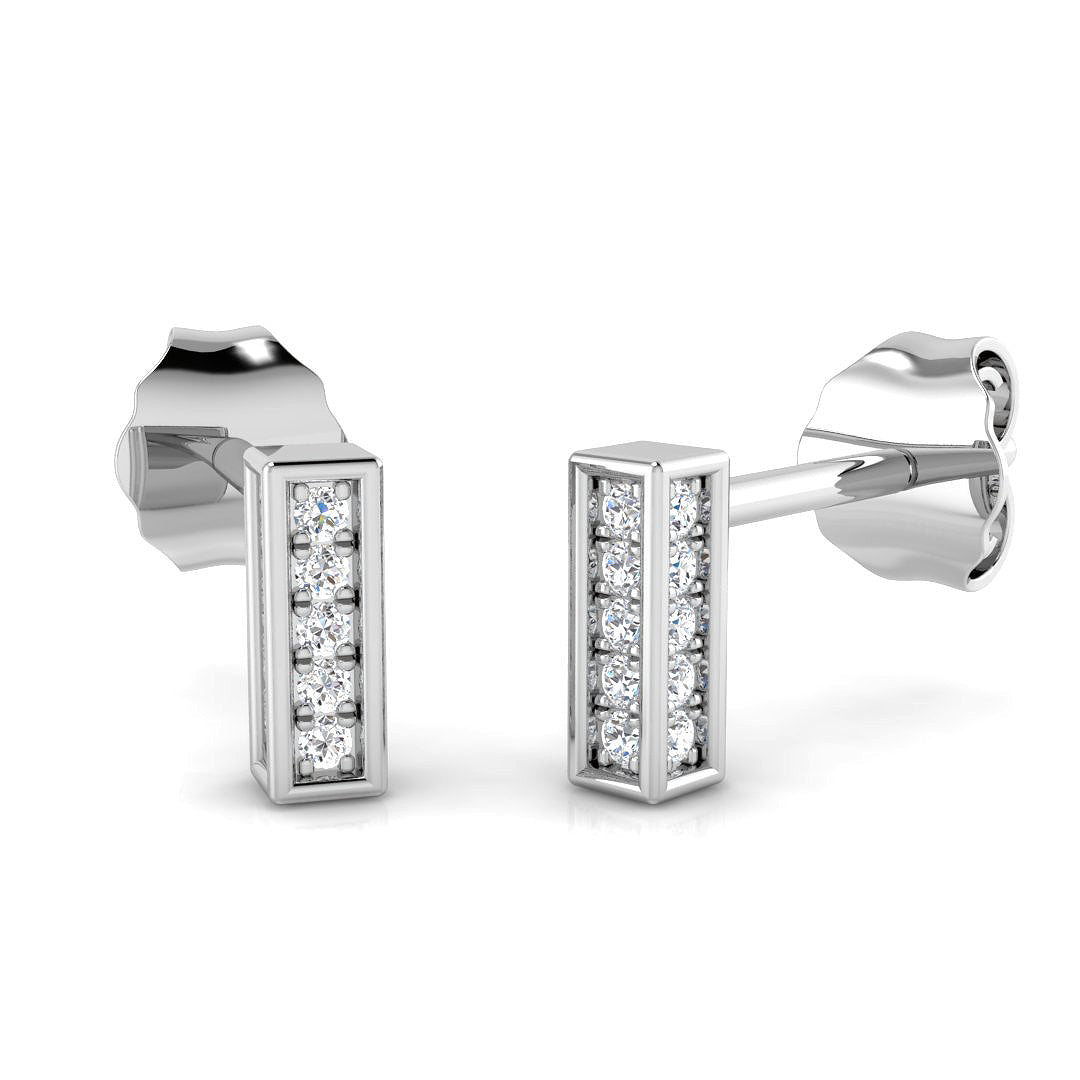 Minimalist 0.10 Ct Diamond Bar Stud Earrings in in 10K/14K gold and platinum with certified lab-grown or natural diamonds