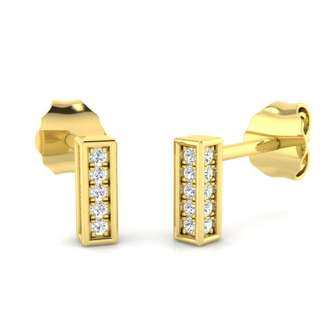 Minimalist 0.10 Ct Diamond Bar Stud Earrings in in 10K/14K gold and platinum with certified lab-grown or natural diamonds