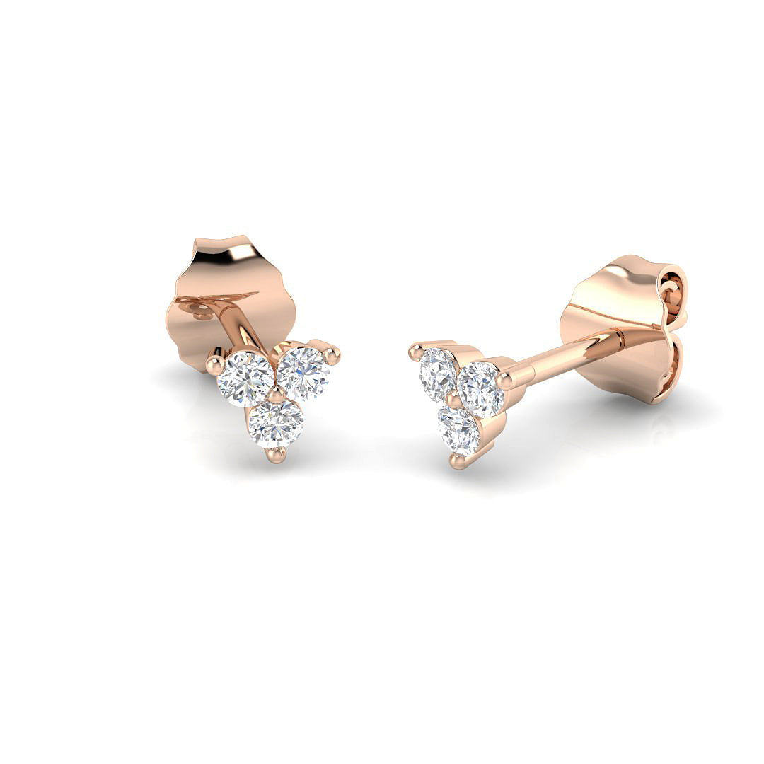 Trimy Gold Drop & Trilogy Diamond Earrings - Luxurious Sparkle in 10K/14K gold and platinum with certified lab-grown or natural diamonds