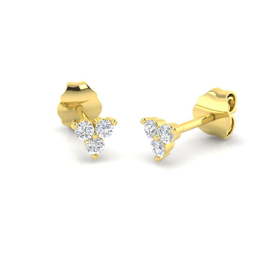 Trimy Gold Drop & Trilogy Diamond Earrings - Luxurious Sparkle in 10K/14K gold and platinum with certified lab-grown or natural diamonds