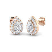 Halo Stud Earrings - 1.25 Carat Missy Pear Cut Teardrop Halo in 10K/14K gold and platinum with certified lab-grown or natural diamonds