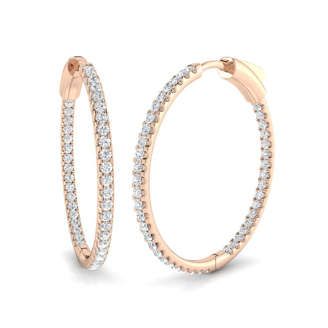 1.00-2.50 Ct Round Diamond Hoop Earrings in 10K/14K gold and platinum with certified lab-grown or natural diamonds
